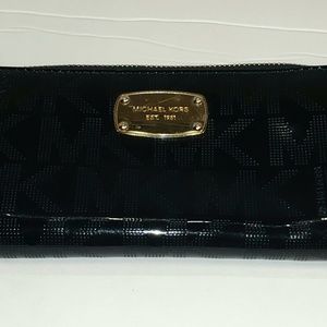Black patent Michael Kors wallet with zipper